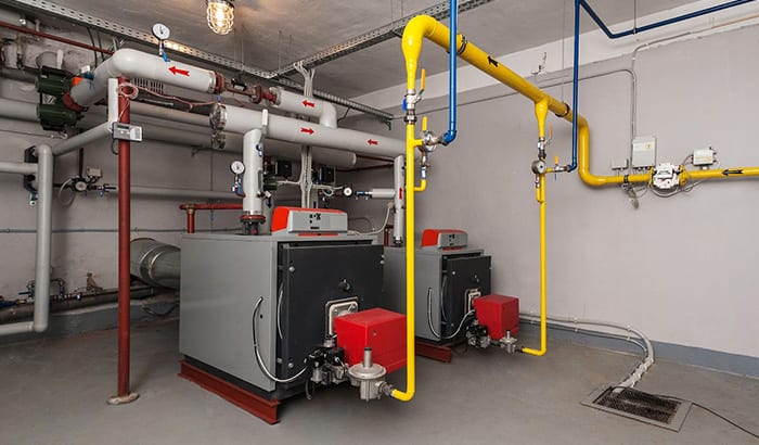 Industrial Room With Pipes And Valves For Commercial Gas Piping And Safety Measures